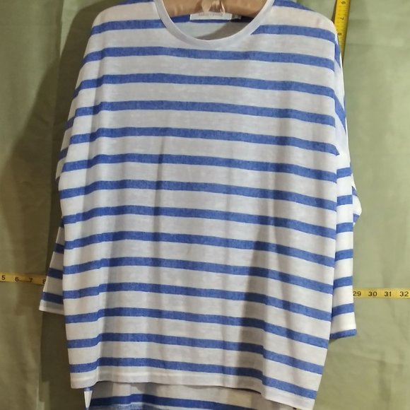 Blue and White Striped Sweater Top by Bishop & Young, size Large - Picture 1 of 12